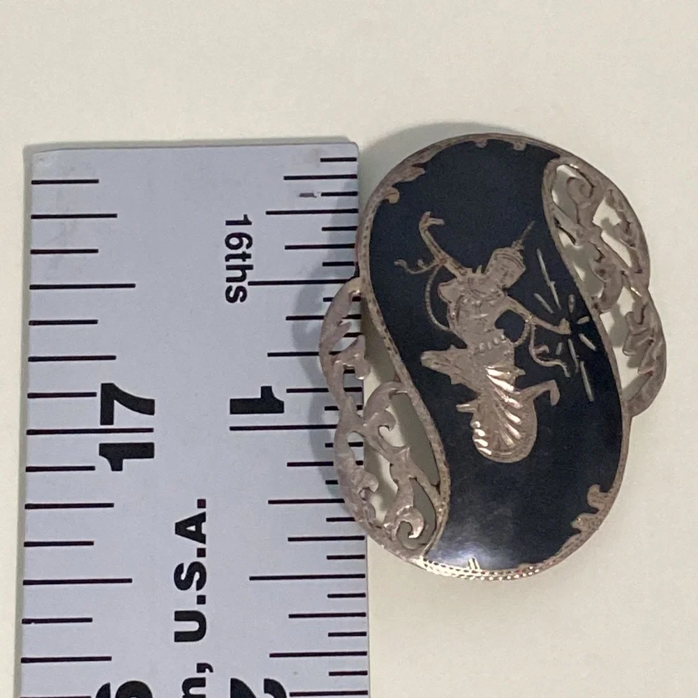 VTG Sterling Silver Niello Siam Pendant Brooch - Picture 8 of 8